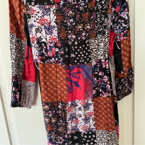 Anthropologie One September Blue, Purple, Patchwork Orange Lace Up Tunic Dress - Picture 8 of 15